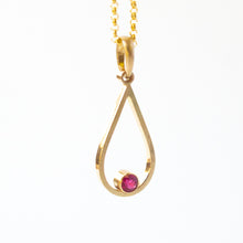 Load image into Gallery viewer, Gold and Ruby Drop Necklace