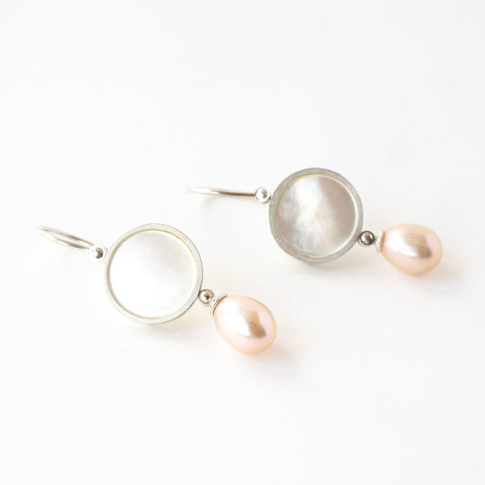 Mother of Pearl and Drop Pearl Earrings