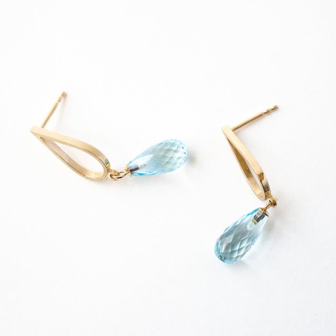 Sky Blue Topaz Gold Drop Studs