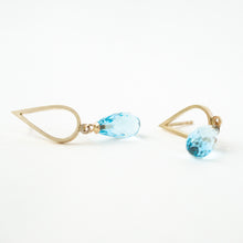 Load image into Gallery viewer, Sky Blue Topaz Gold Drop Studs
