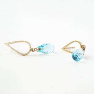 Sky Blue Topaz Gold Drop Studs