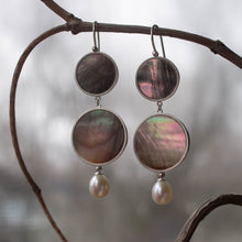 Load image into Gallery viewer, Tahitian Mother of Pearl and Drop Pearl Earrings