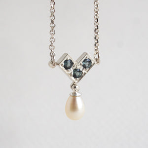 Grey Spinel & Pearl Drop Necklace