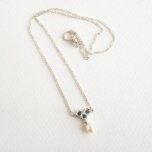 Grey Spinel & Pearl Drop Necklace