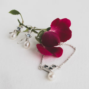 Grey Spinel & Pearl Drop Necklace