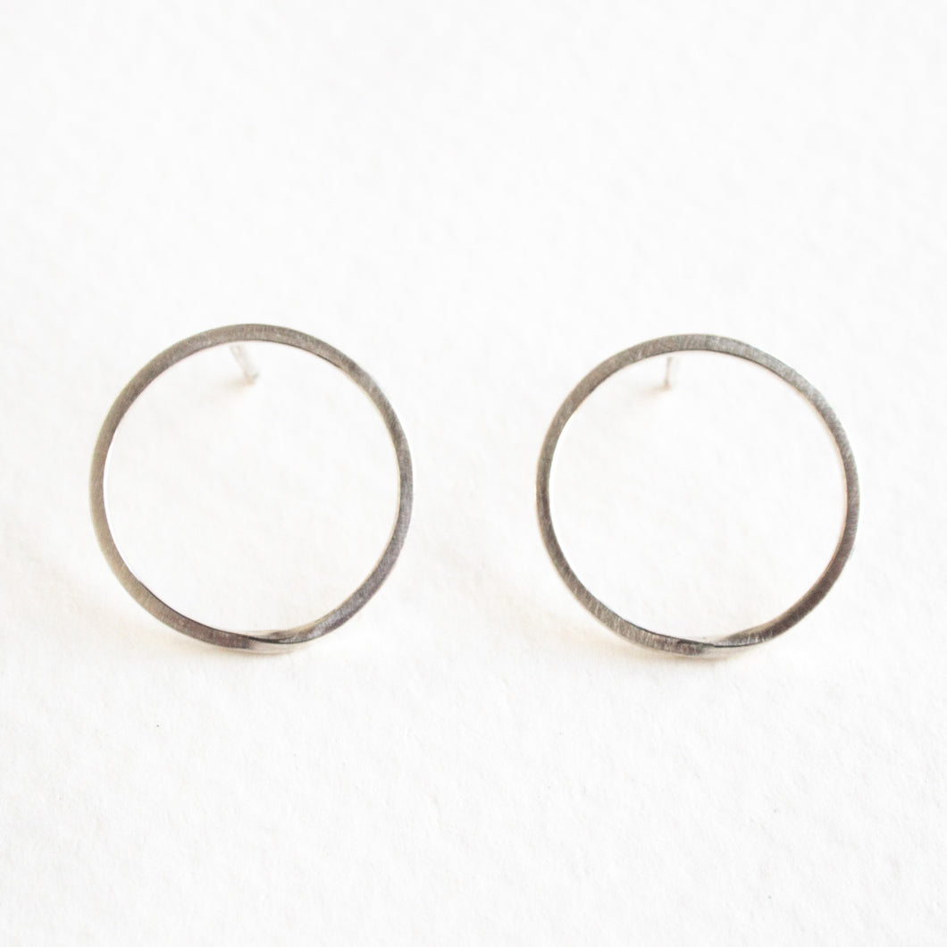 Silver Circle Studs with a Twist