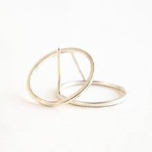 Load image into Gallery viewer, Silver Circle Studs with a Twist