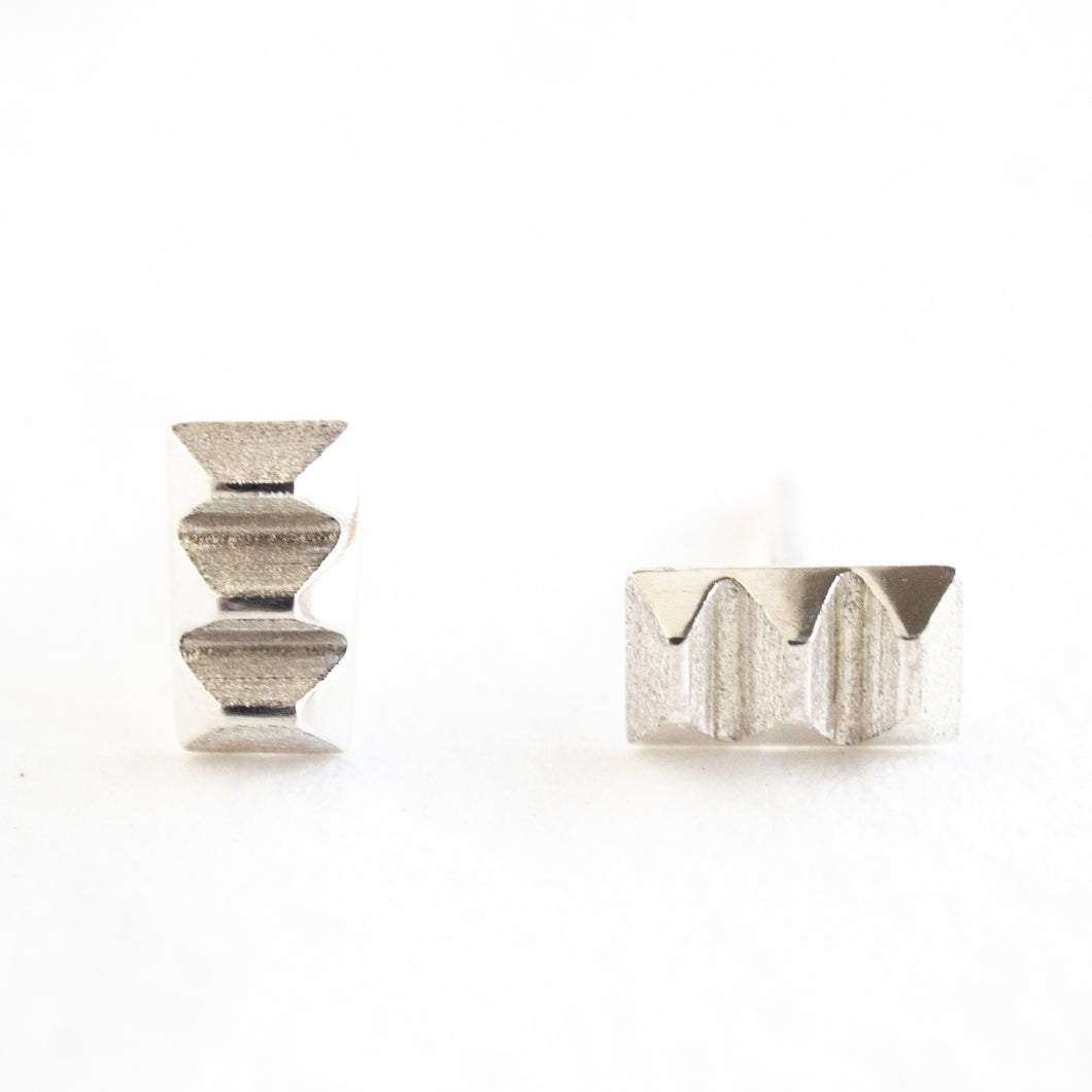 Triple Bevelled Rectangle Studs