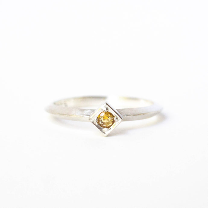 Citrine Cube Ring